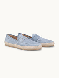 Penny Espadrilles Loafer - Premium Light Blue Suede Slip on Shoes for both casual and formal settings